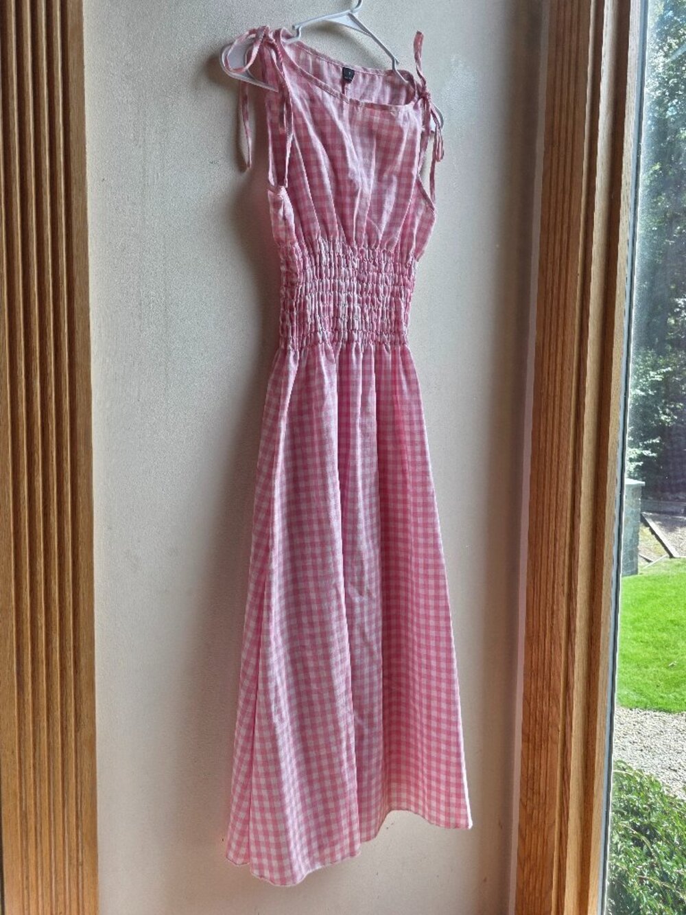 Shein Pink Checked Summer Midi Dress Size Small